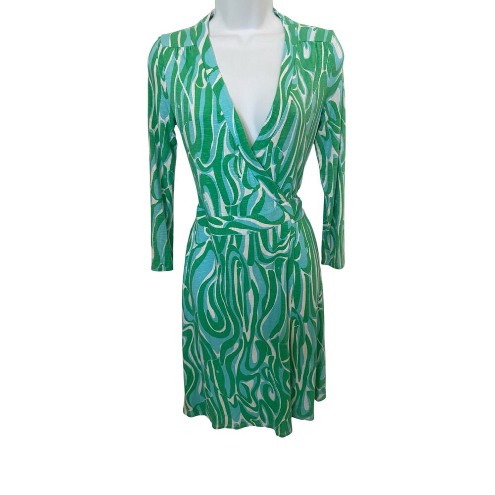 Lilly Pulitzer Green/Blue/White Wrap Dress XS - Picture 1 of 12